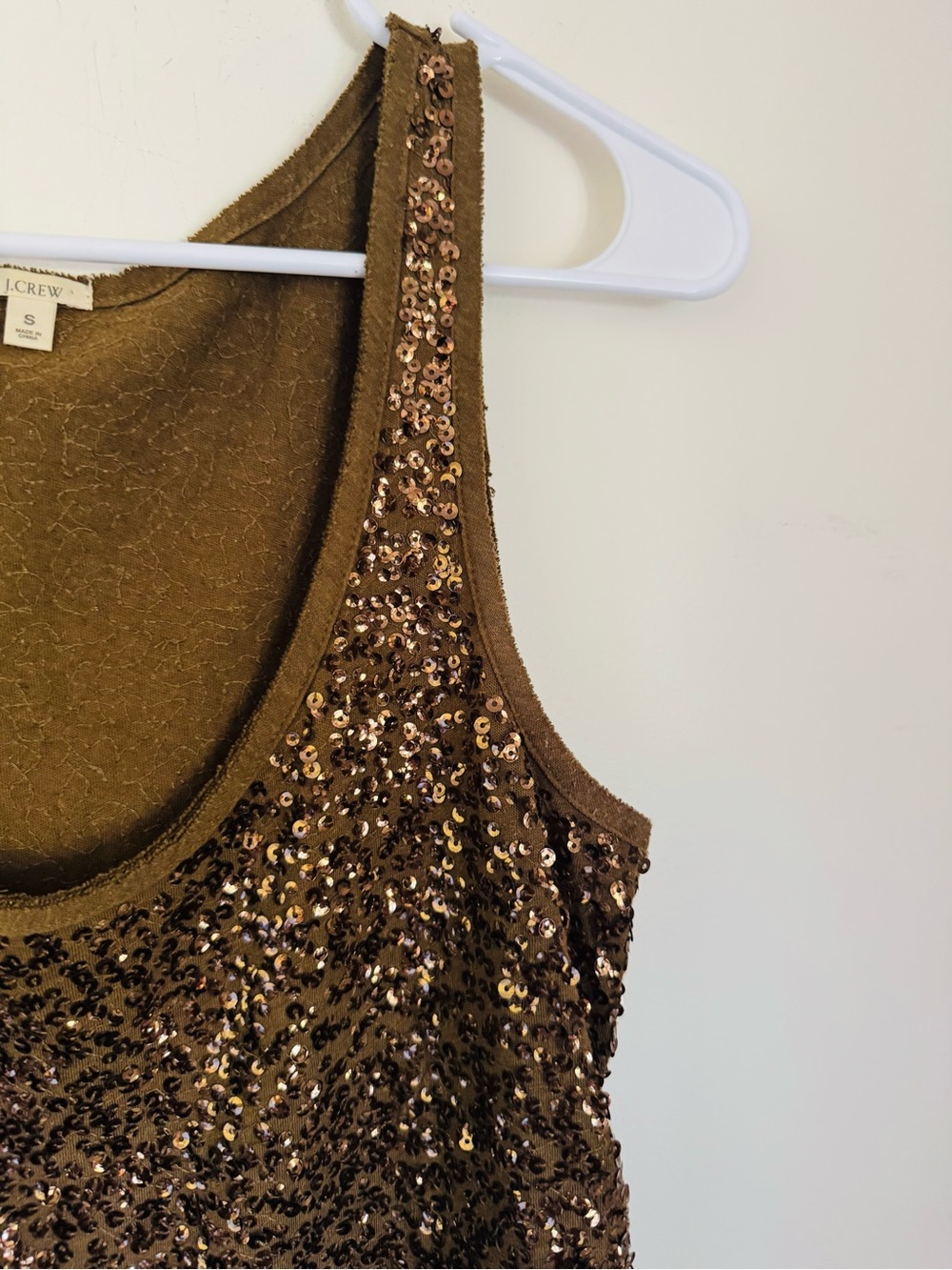 J. Crew Bronze/Brown Sequin Sleeveless Top, Size S - Picture 3 of 3
